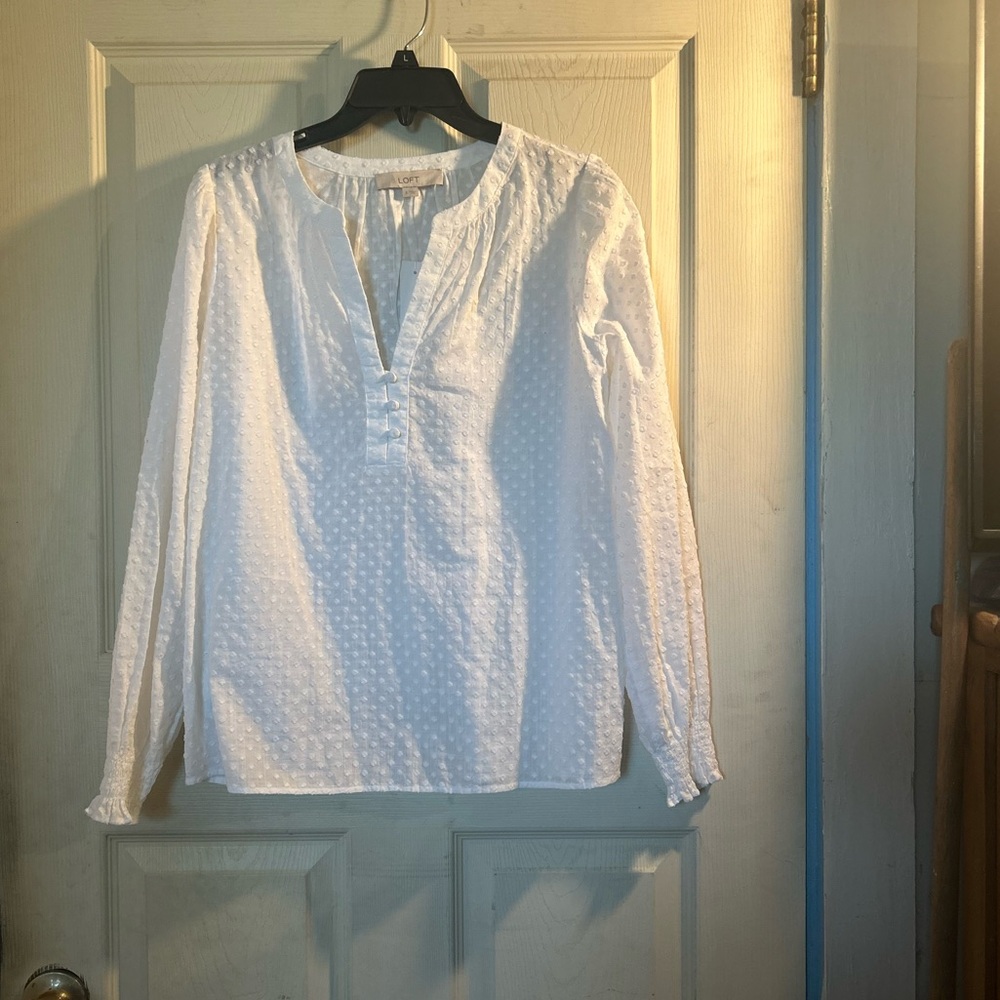 LOFT Ivory Textured Blouse